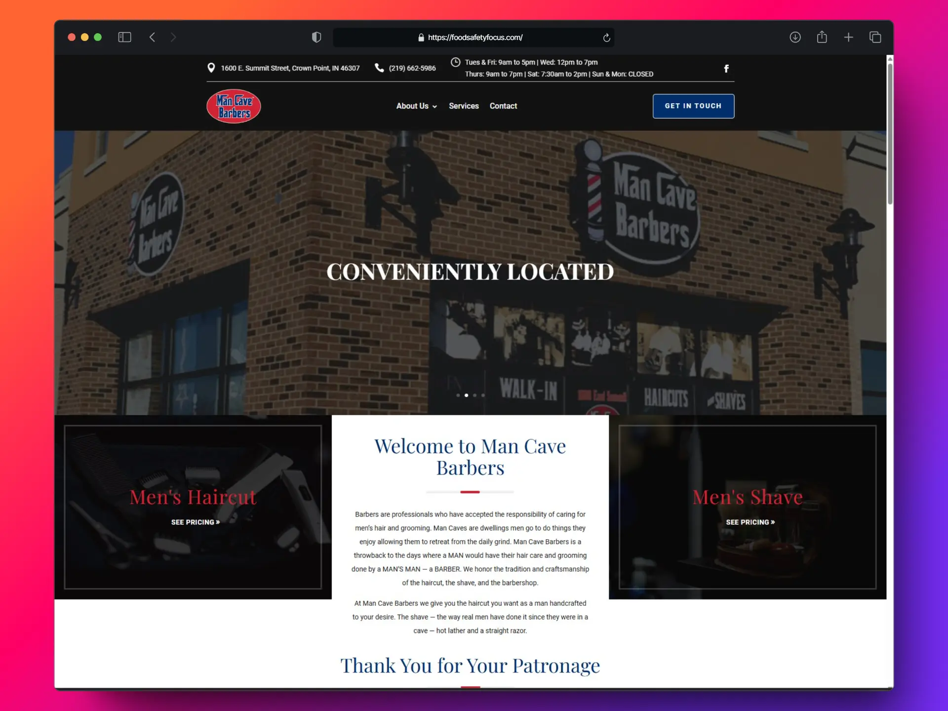 Man Cave Barbers Landing Page